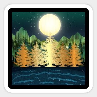 Gold Christmas tree colorful night luxury landscape Sticker